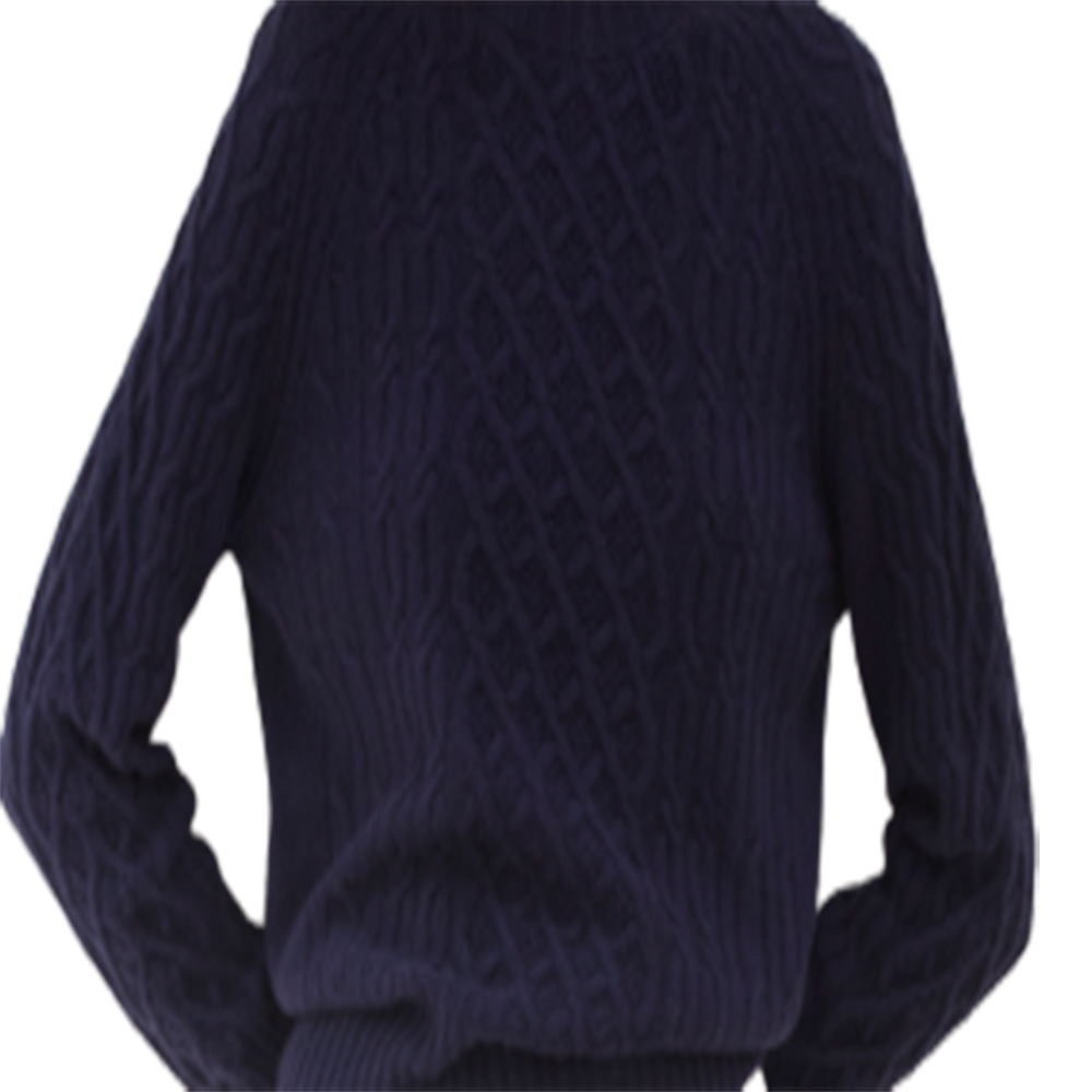 Premium pure cashmere100 cable knitting roundneck pullover - My lady navy